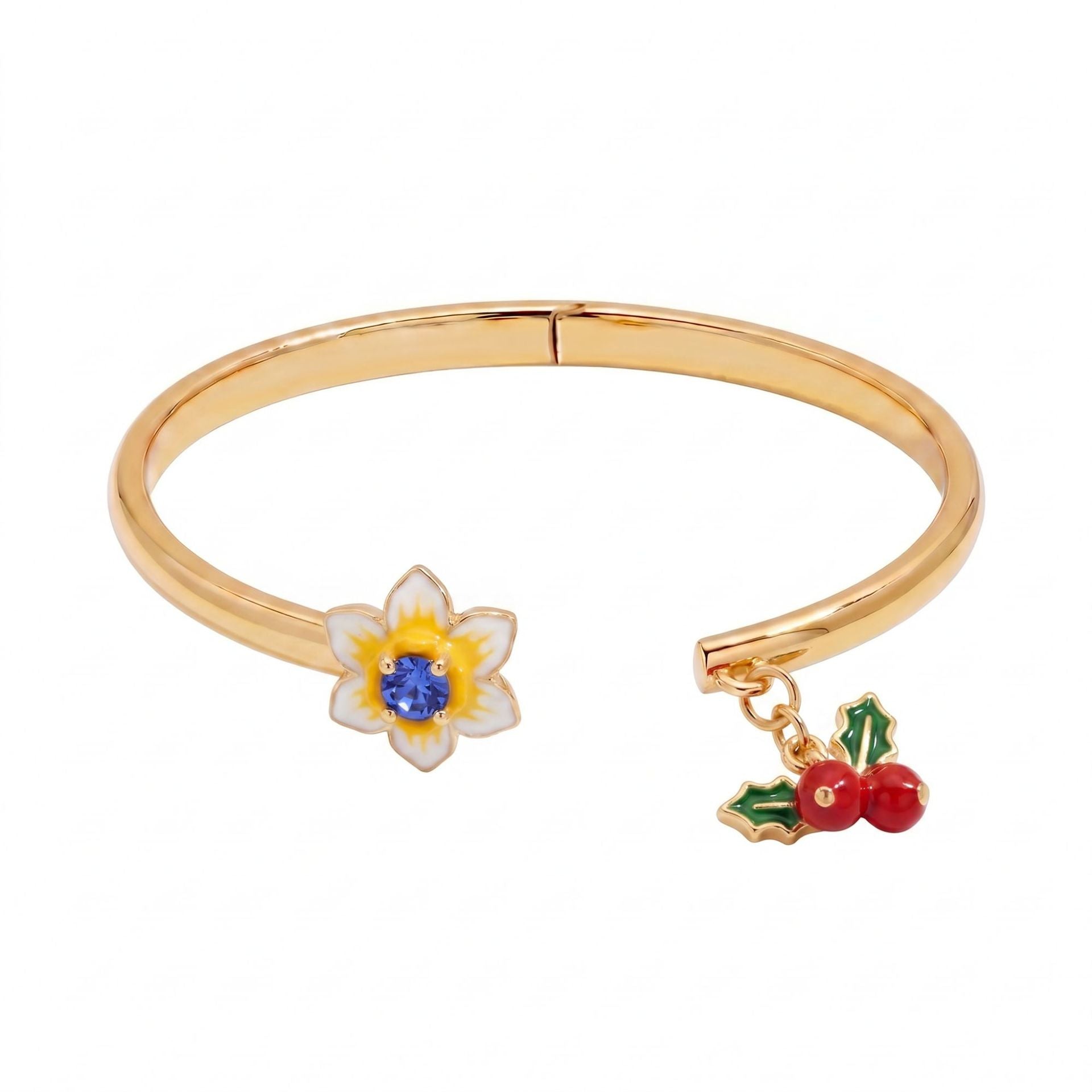 Wholesale Enamel Fruit Open Bangle Bracelet Gold Plated With Pomegranate Strawberry Cherry Watermelon Motifs Women S Fashion Jewelry Gift
