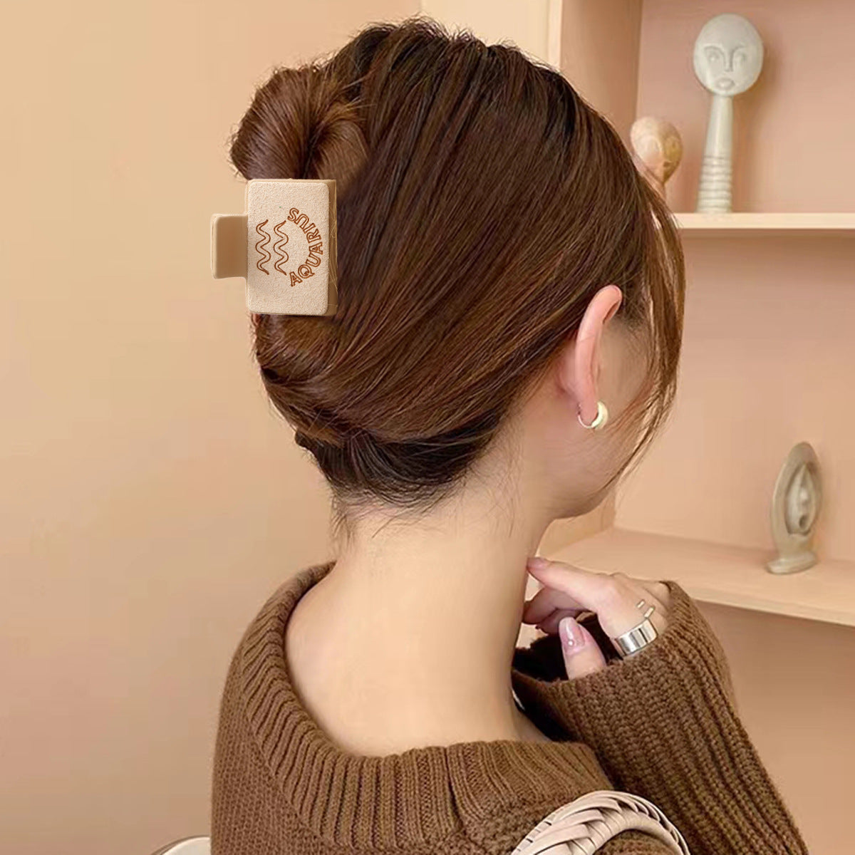 Wholesale Western Style Zodiac Shark Hair Clip Laser Engraved Microfiber Minimalist Updo Hair Clip For Everyday Styling And Gift