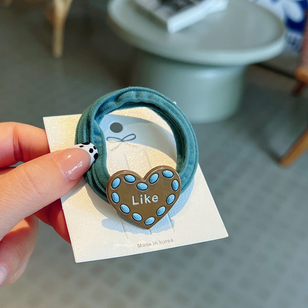 Wholesale of Autumn and Winter Alloy Love Color Matching Towel Rings and Hair Ropes