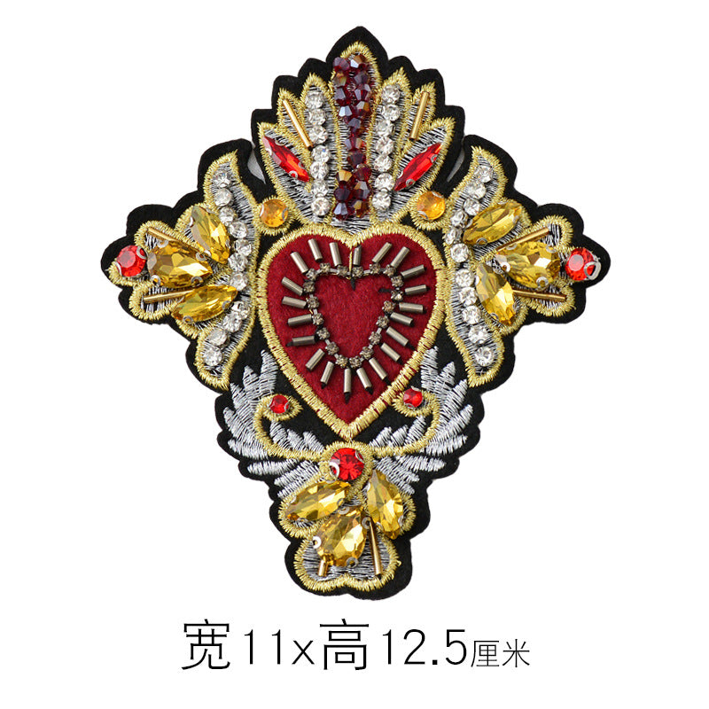 Wholesale DIY Handmade Beaded Heart-shaped Cross Cloth Patch Hat Clothing Decoration
