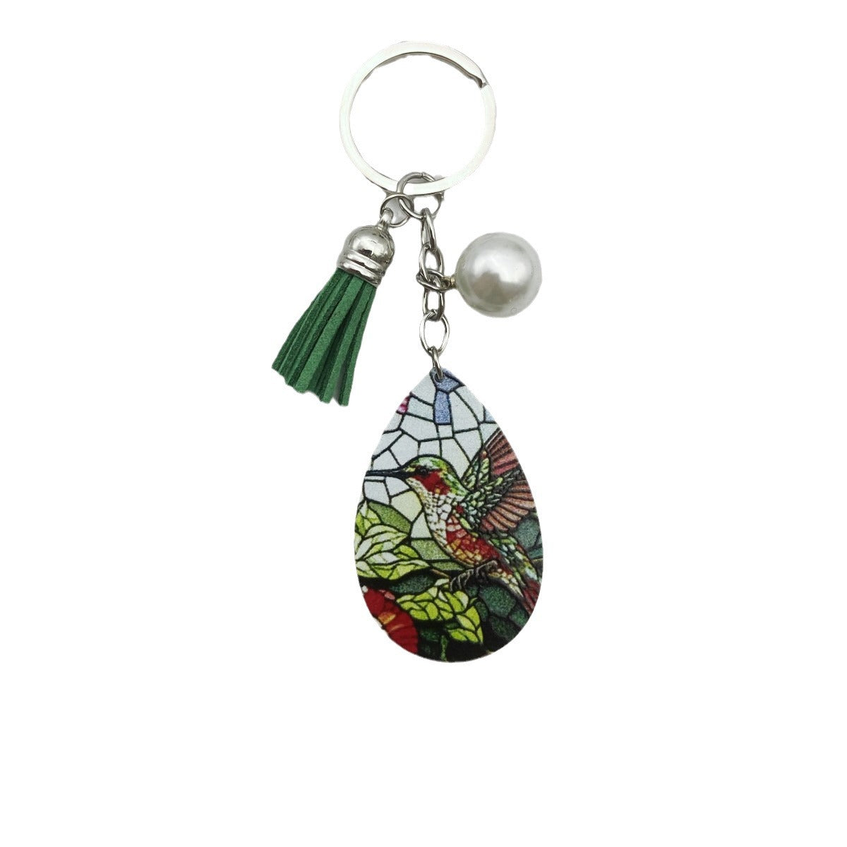 Wholesale Hummingbird Flower Printed Acrylic Keychains