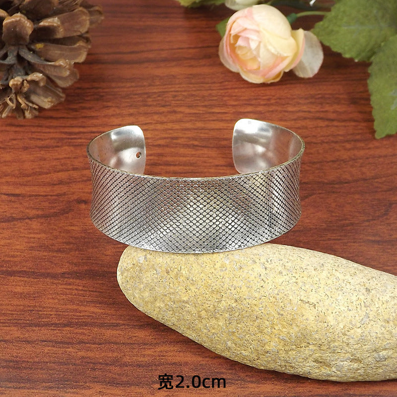 Wholesale Retro Ethnic Style Peony Wide Bracelet