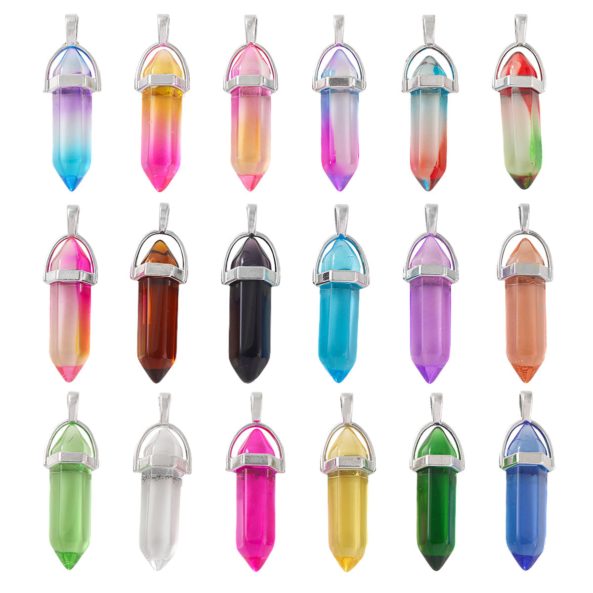 Wholesale Crystal Hexagonal Bullet Hexahedron Necklace Accessories