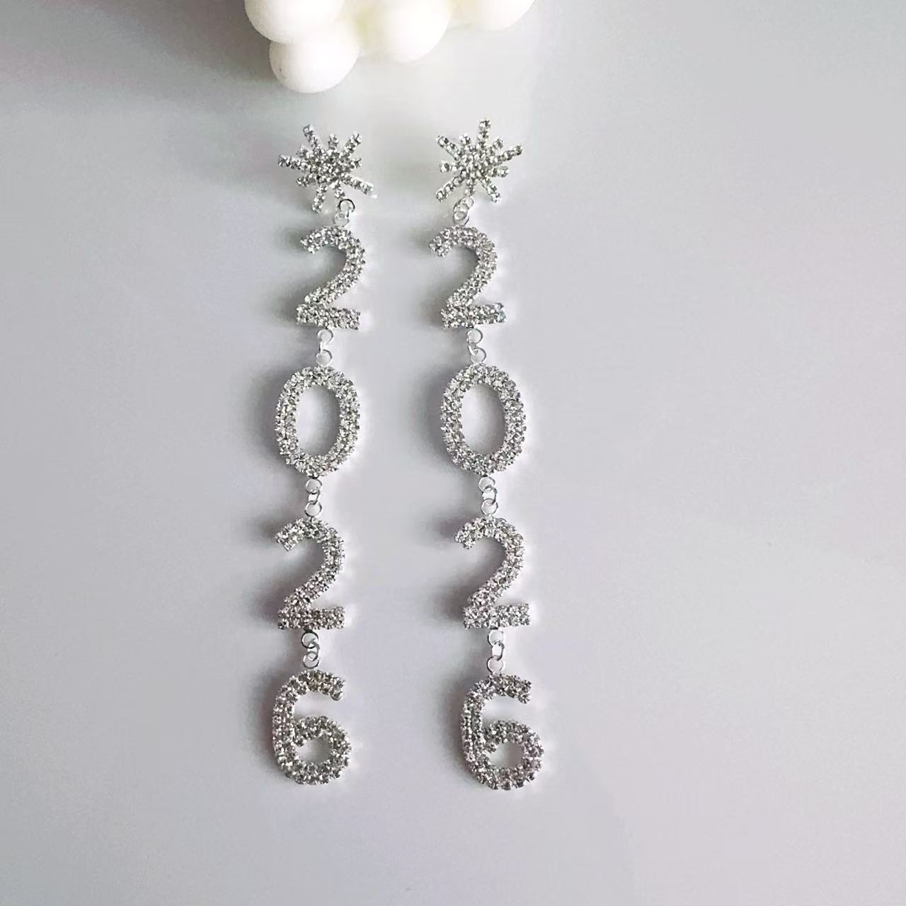 Wholesale Diamond Snowflakes 2026 Christmas Blingbling Earrings