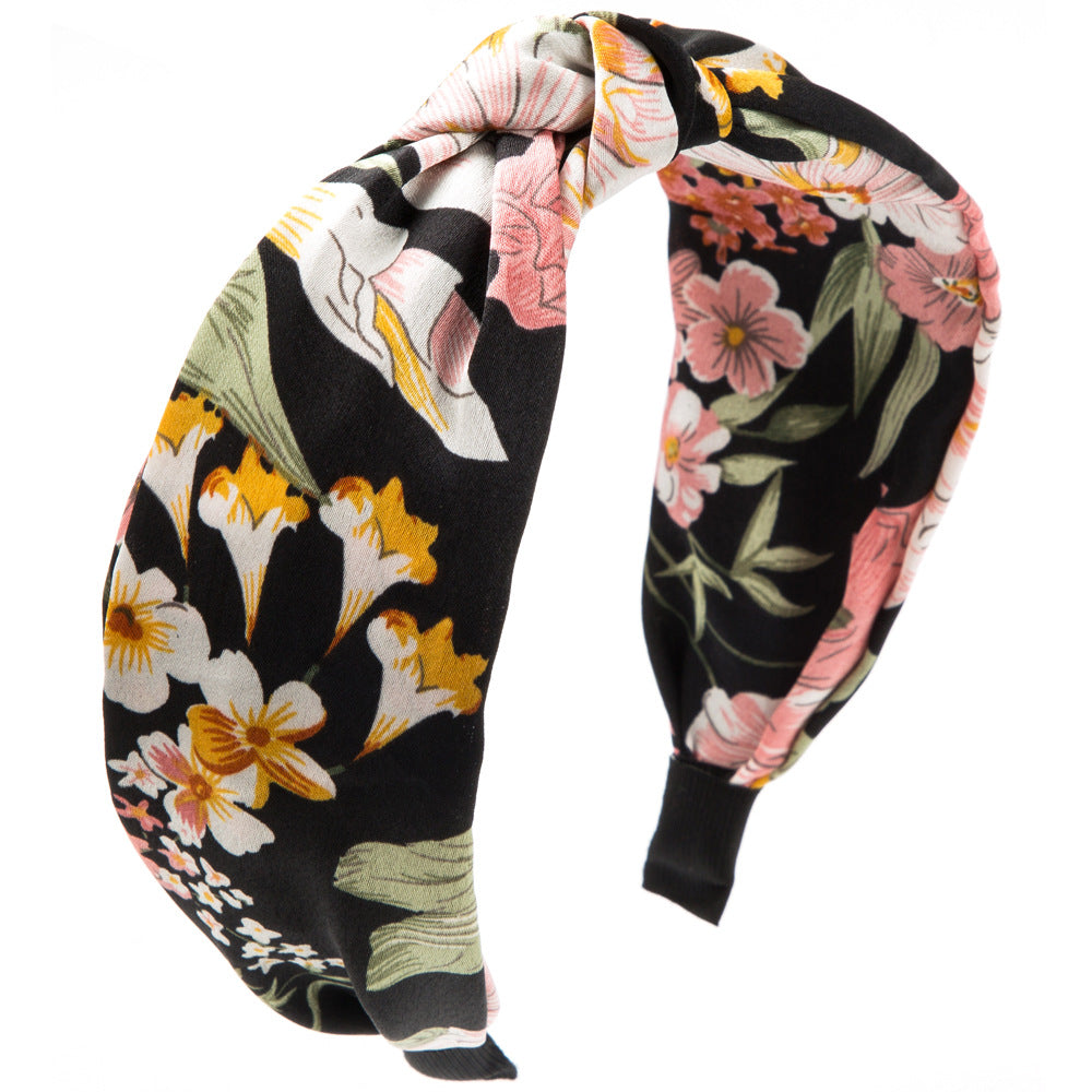 Wholesale Bohemian style headband wide edge flower fabric headband