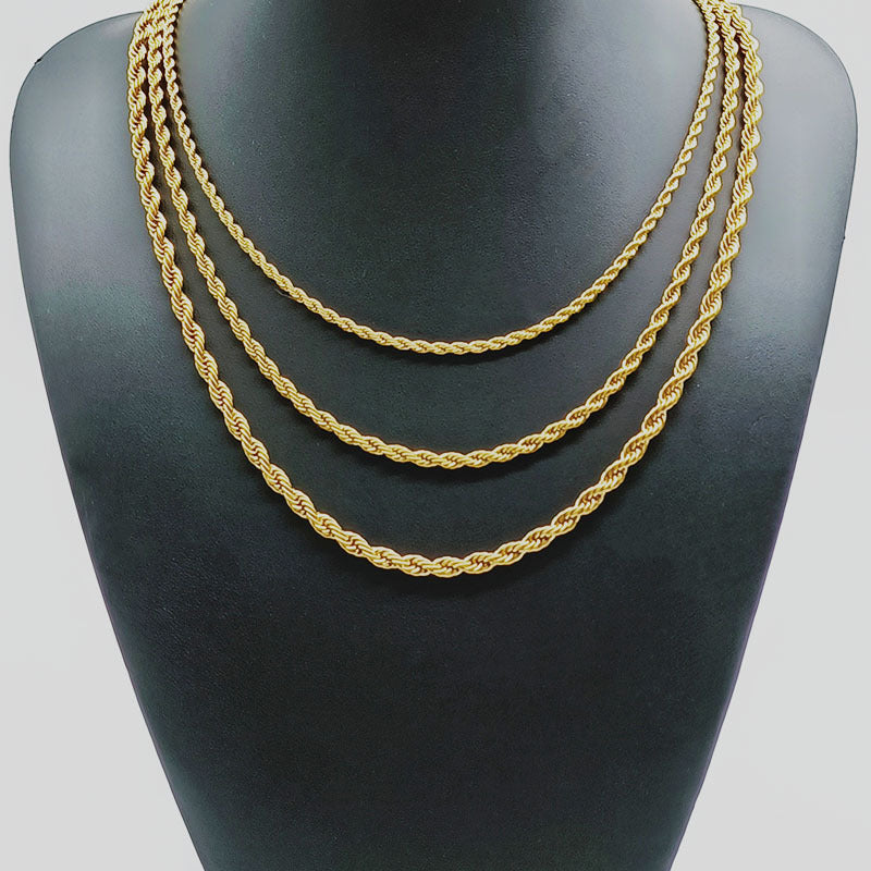 Wholesale Fried Dough Twists Fashion Hip Hop Stainless Steel Necklace