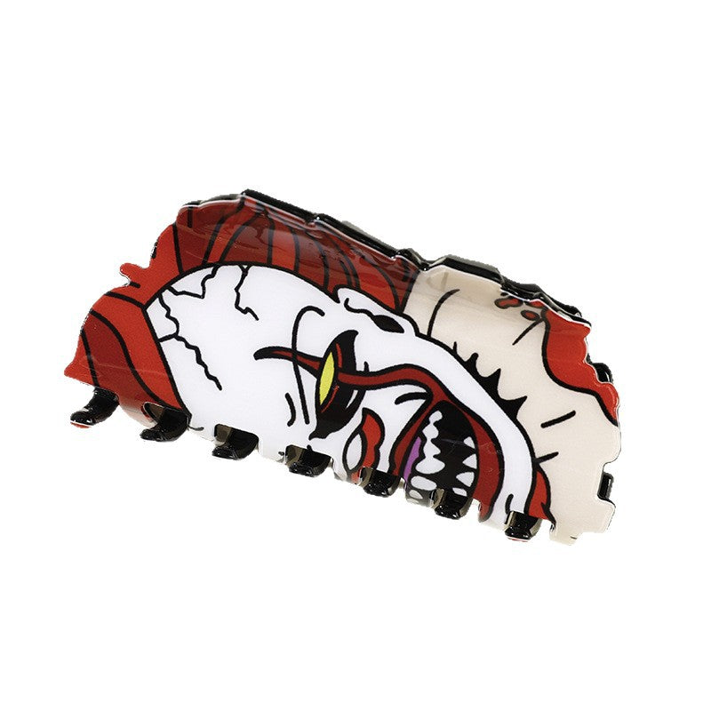 Wholesale Trendy Acrylic  Shark Hair Clip Ghost Face Clown Design Boutique Resale Accessory