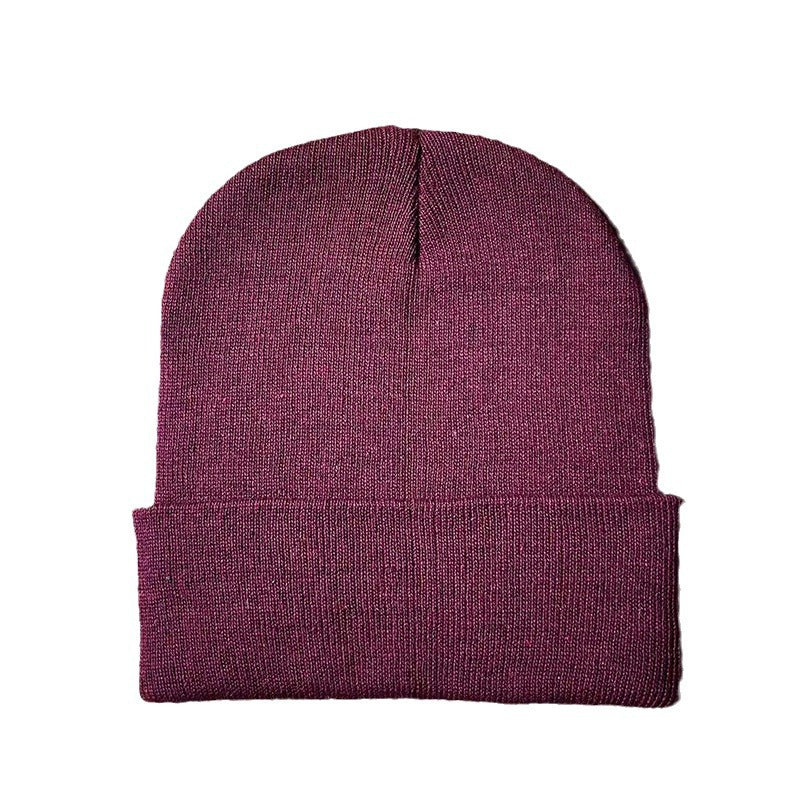 Wholesale Curled-edge Knitted Beanie Solid Multicolor Acrylic Beanie