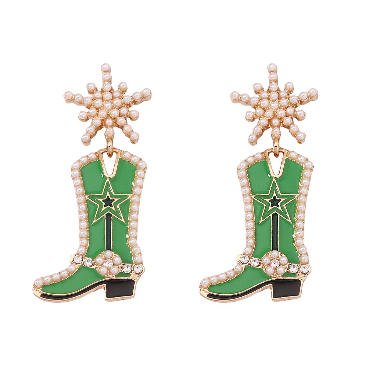 Wholesale Mother's Day Creative Oil Dripping Long Boots Alloy Earrings