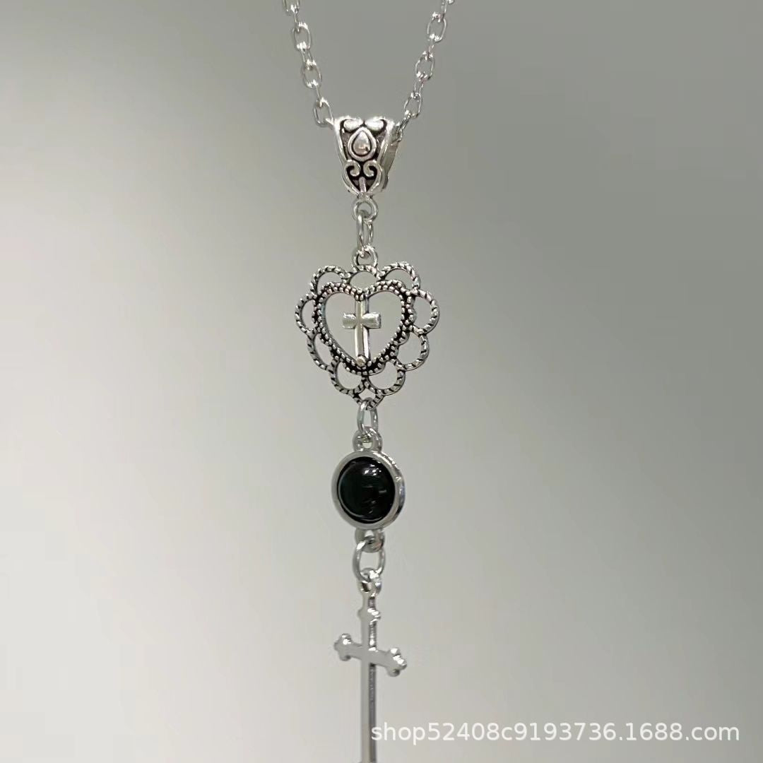 Wholesale Titanium steel retro dark subculture cross necklace