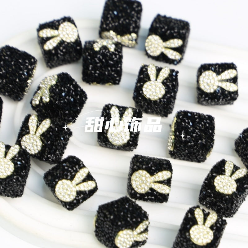 Wholesale Valentine's Day Black Square Acrylic Sugar Beads