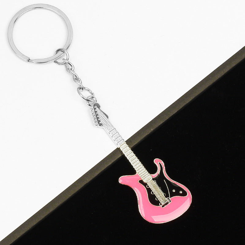 Wholesale Music Festival Metal Instrument Colorful Guitar Keychain