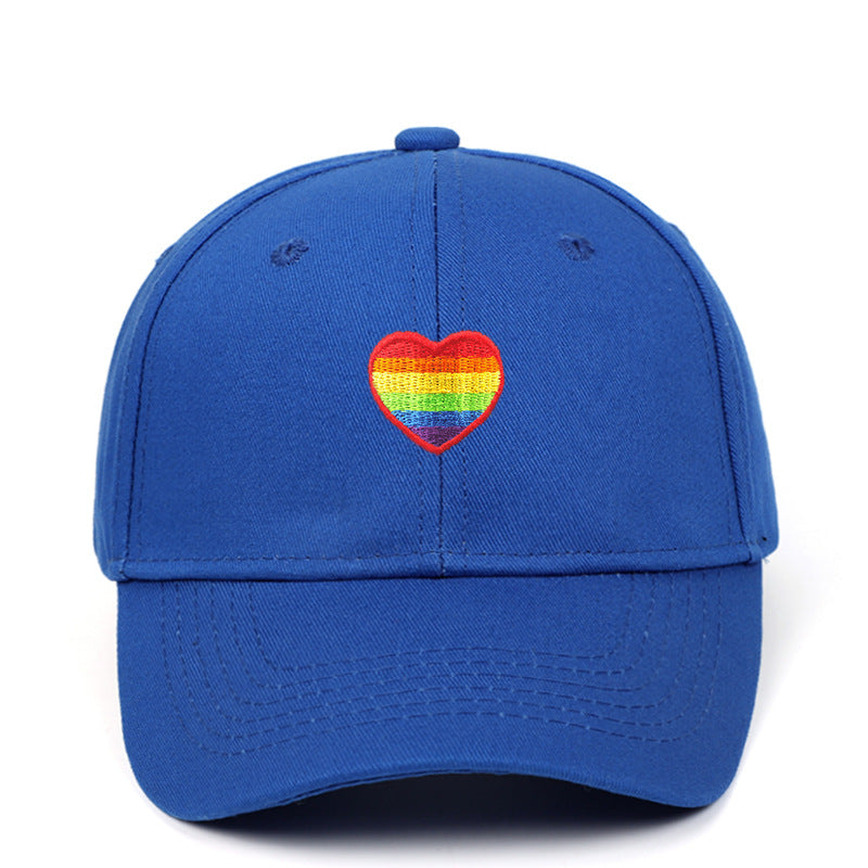 Wholesale Cotton LGBT Rainbow Heart Embroidery Baseball Cap