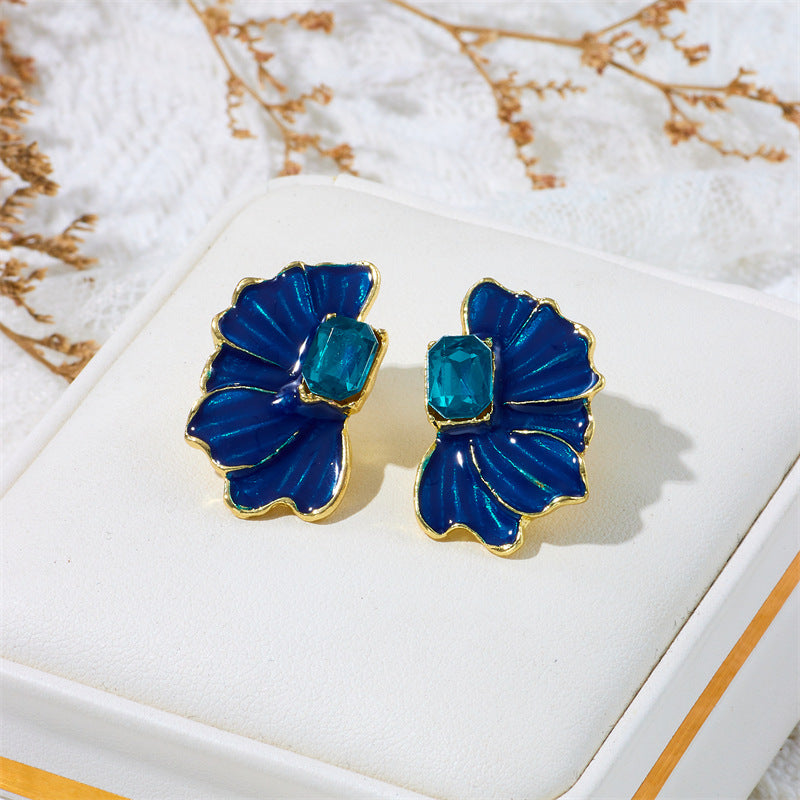 Wholesale Retro Style Butterfly Petal Oil Drop Earrings