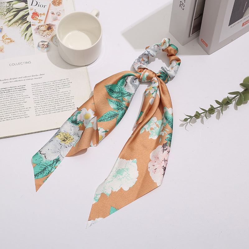 Wholesale Printed Triangular Ribbon Fabric Hair Scrunchies