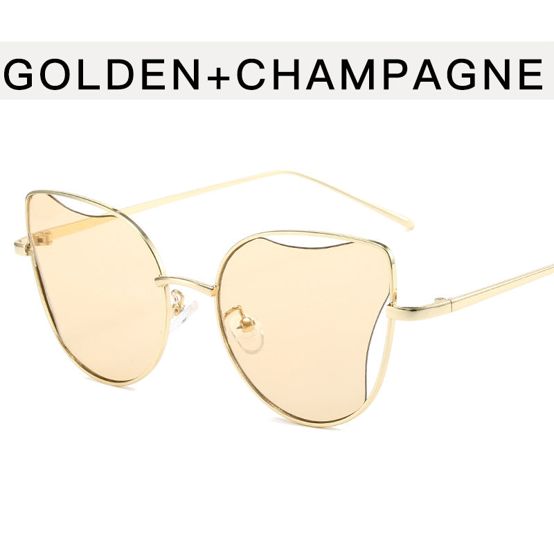 Wholesale Cat Eye Metal Hollow PC Sunglasses