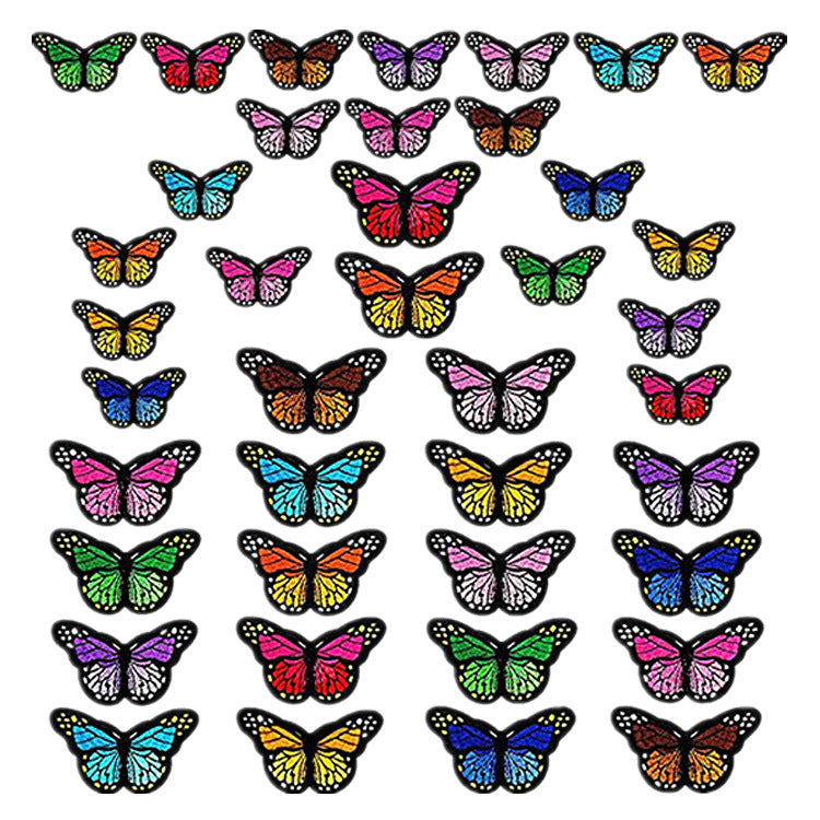 Wholesale Polyester Iron On Embroidery Patch Butterfly Floral Design For Clothing Decorative DIY Craft Supply