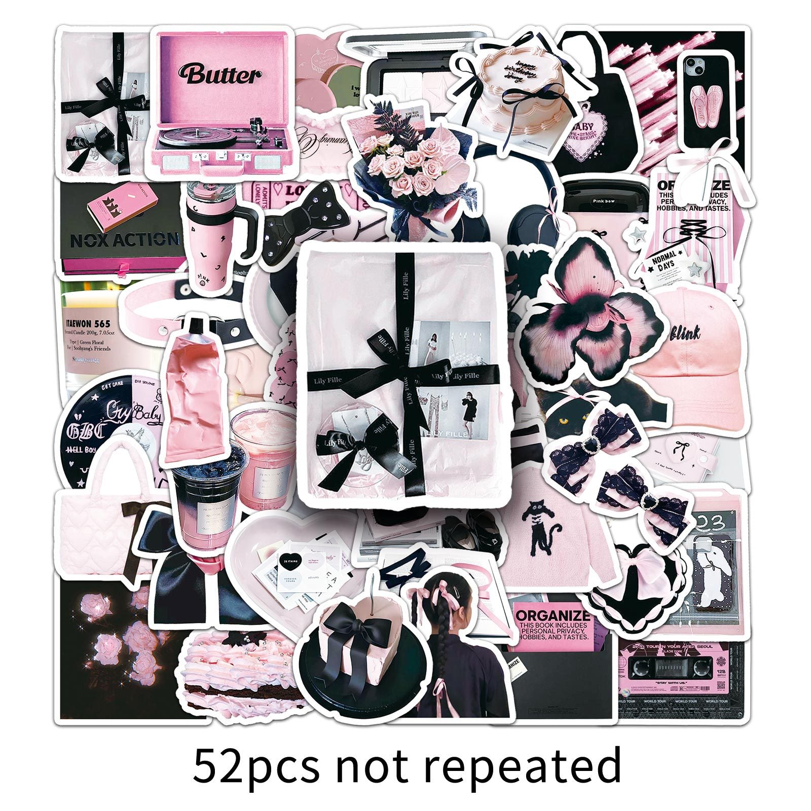 Wholesale 52pcs black powder style graffiti stickers