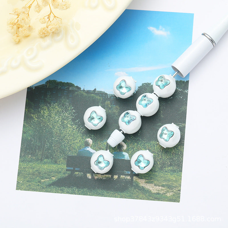 Wholesale 10pcs Butterfly Alloy Straight Hole Cute Beaded Beads