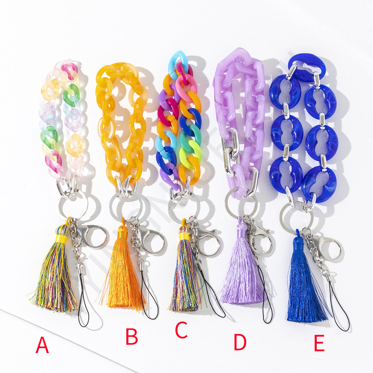 Wholesale Acrylic Colorful Tassels Keychains