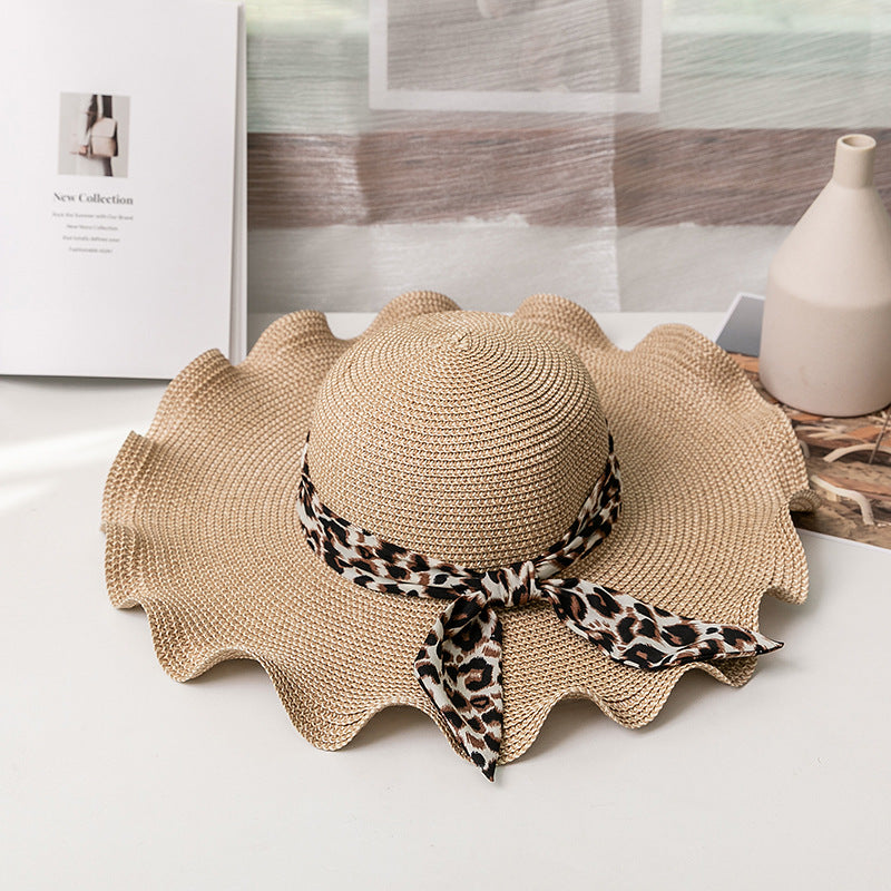 Sombrero de paja de top con ondulado de verano de verano al por mayor