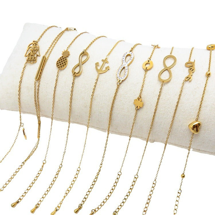 Wholesale Fashion all-match titanium steel bracelet women's European and American new 18K gold stainless steel love bracelet high sense