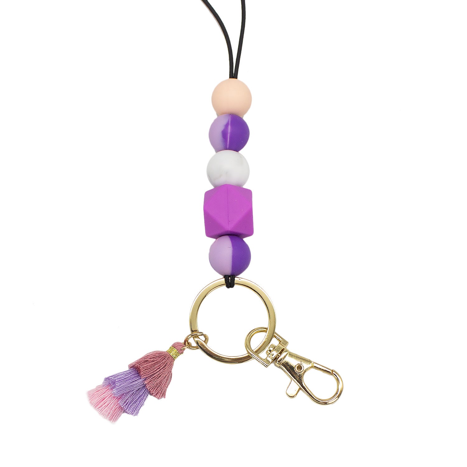 Wholesale Cartoon Silicone Soft Glue Beaded Tassel Lanyard Keychain