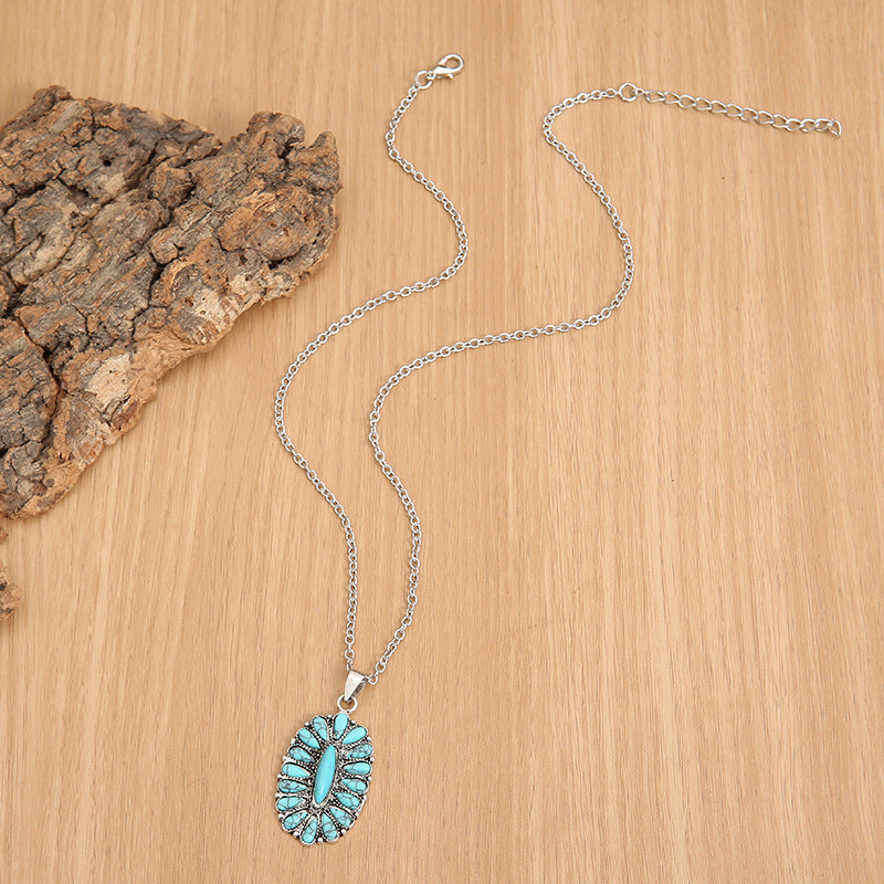 Wholesale Retro Exaggerated Turquoise Alloy Necklaces