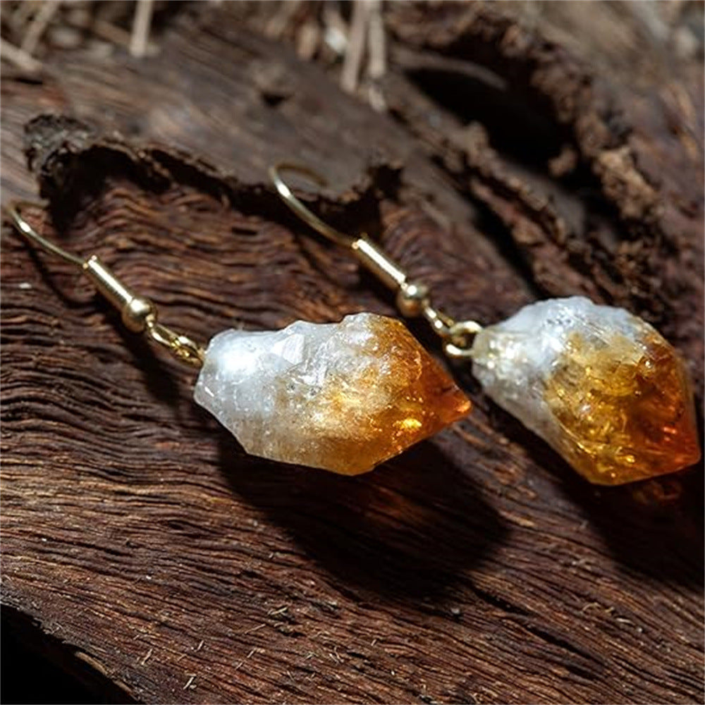 Wholesale Natural irregular 2-3CM yellow crystal earrings