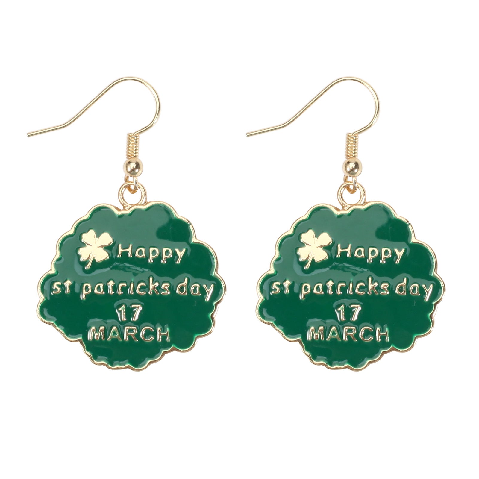 Wholesale St.  Patrick' s Day Clover Hat Flag Wine Glass Earrings