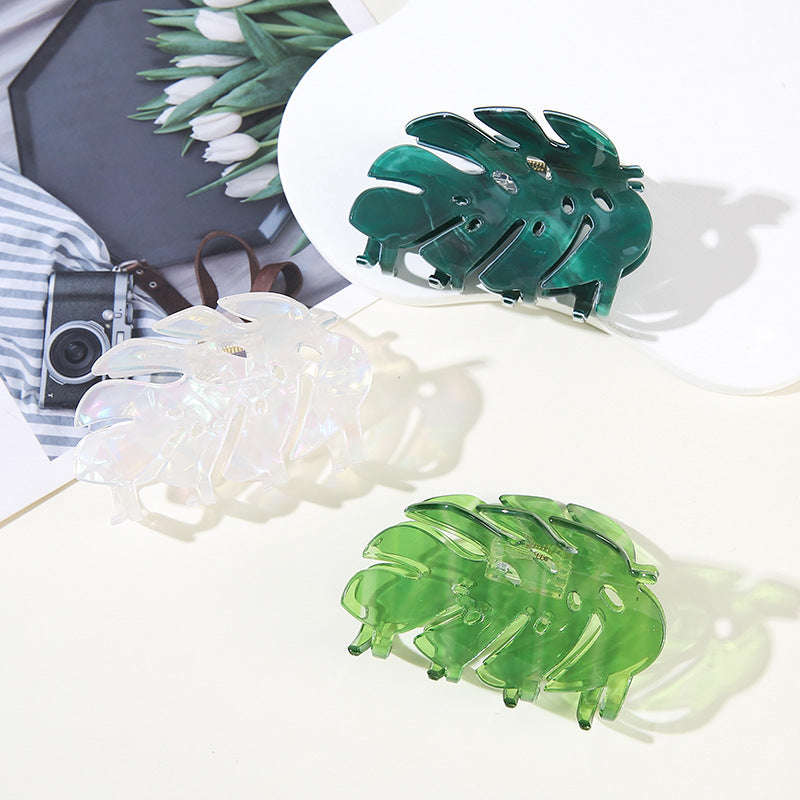 Wholesale PVC Leaf Hair Claw Clip 3D Maple Shark Clip Everyday Styling Hair Accessory For Women