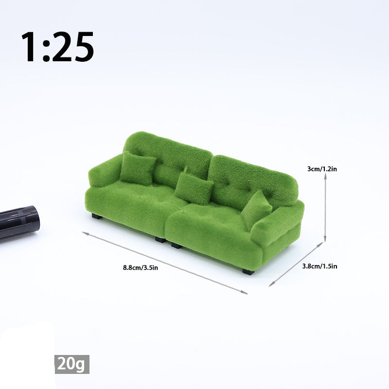 Wholesale  Miniature Doll Sofa Flocked Cream Style Doll Accessories