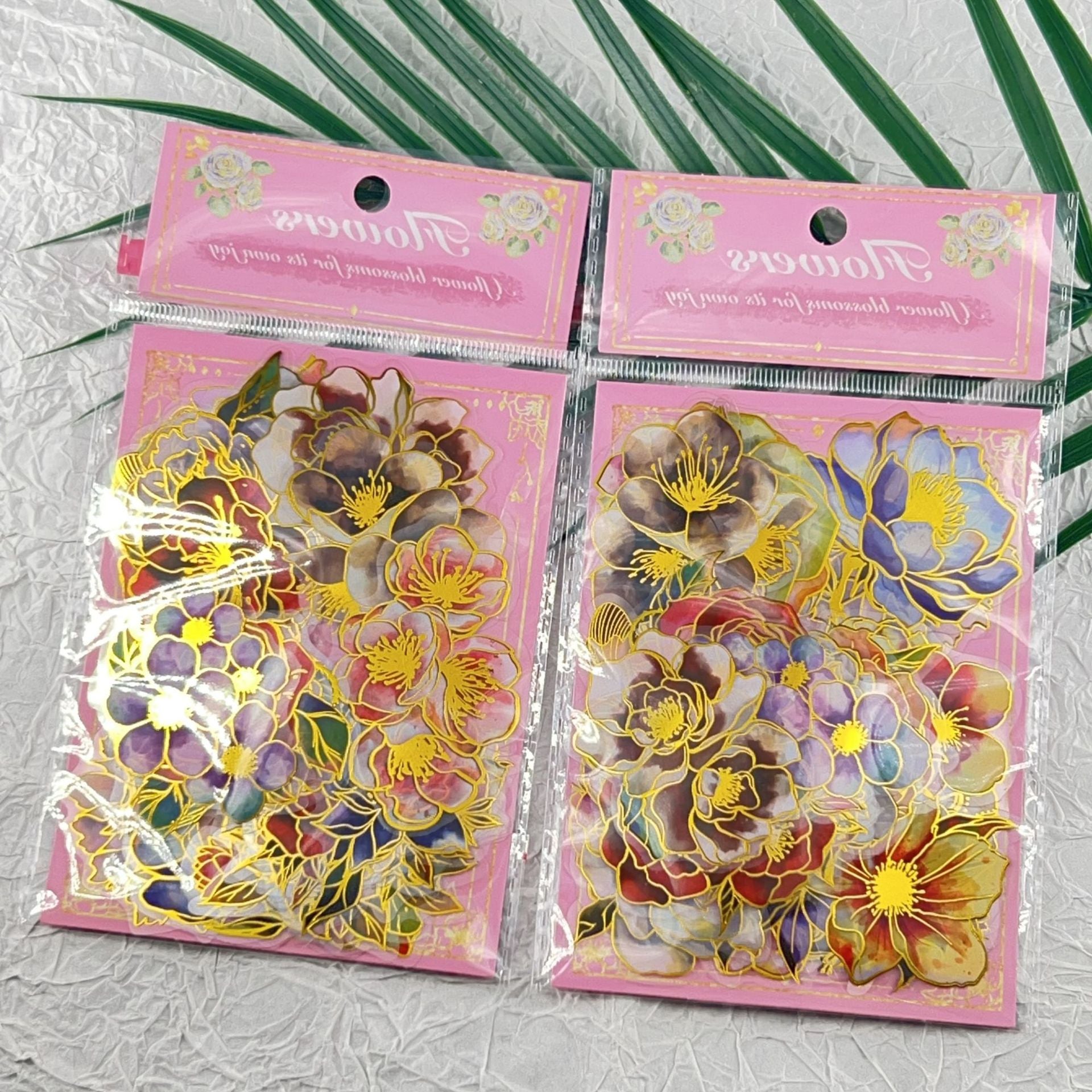 Wholesale 50pcs hot stamping floral Waterproof Vinyl Stickers