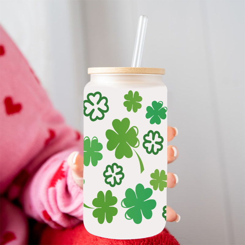 Wholesale Green Clover St. Patrick's Day 16oz Cup UV DTF Wraps