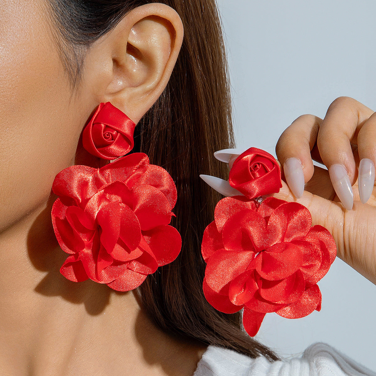 Wholesale Fresh and colorful floral Valentine' s Day earrings