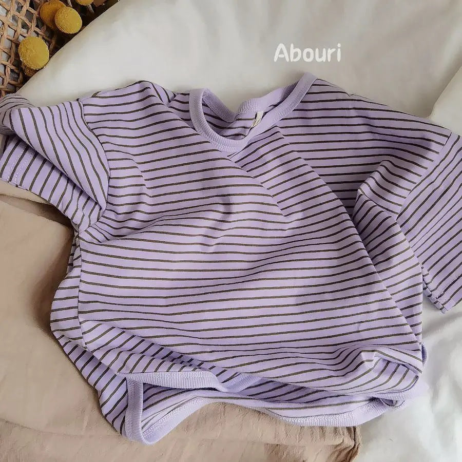 Whoelsale Children's Loose Striped Pure Cotton Short Sleeves