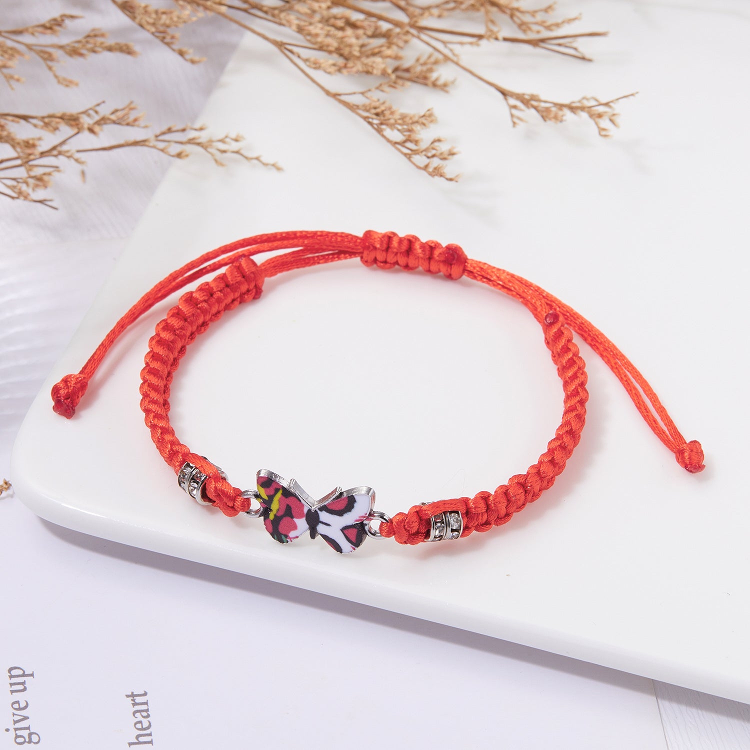 Wholesale Red Rope Flat Knot Handmade Valentine' s Day Bracelet