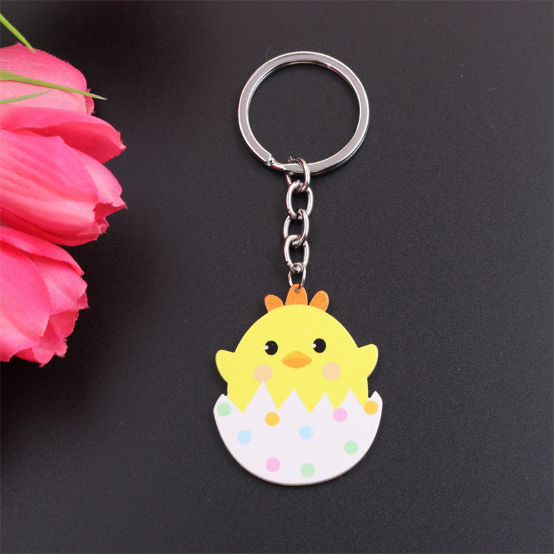 Wholesale Easter Rabbit Ear Easter Egg Metal Keychain