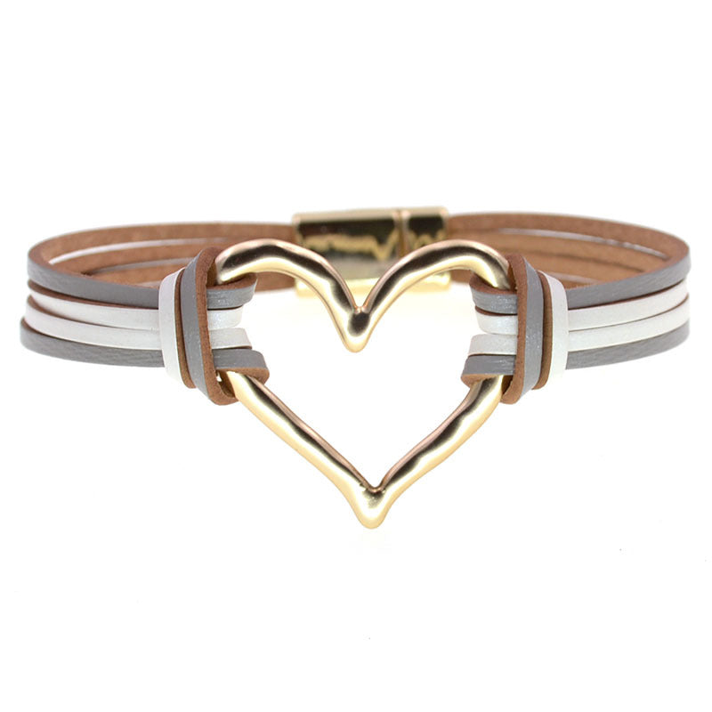 Wholesale Layered large heart-shaped women' s bracelet
