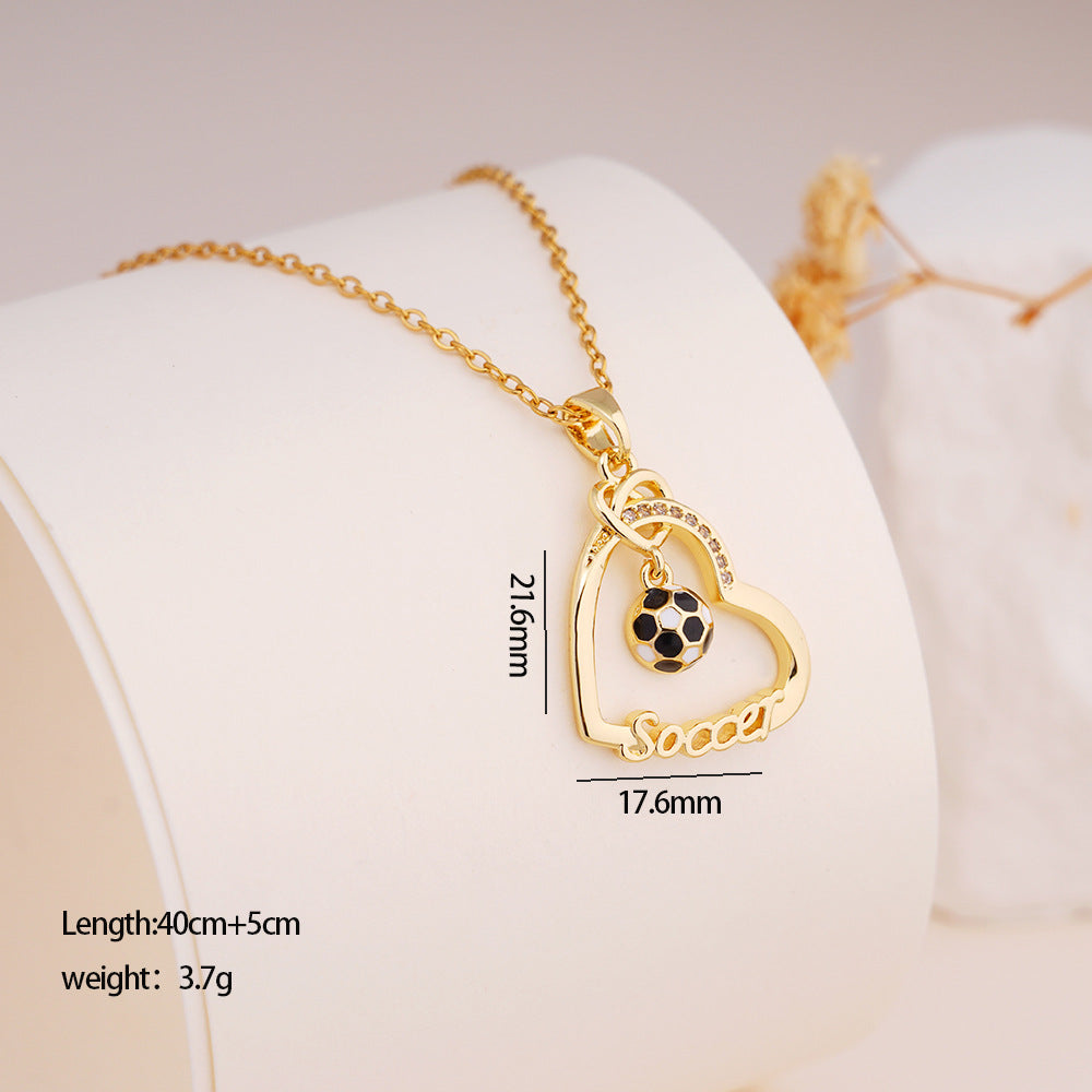 Wholesale Football Necklace Light Luxury Clavicle Chain with Heart