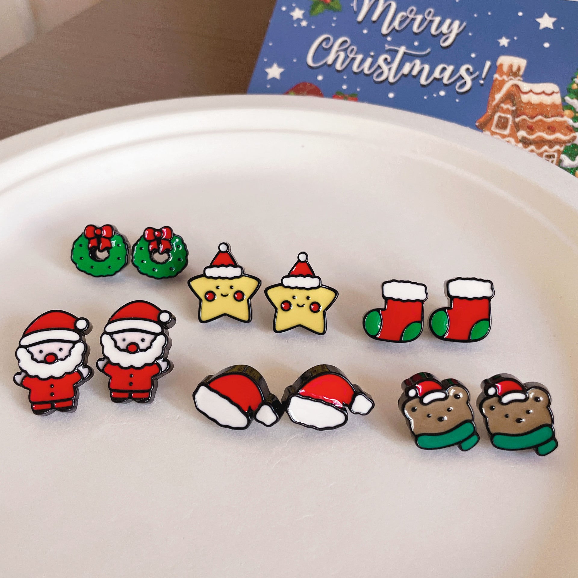 Wholesale Cute Reindeer Gingerbread Man Earrings