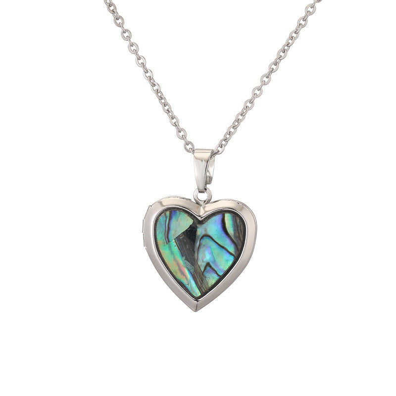 Wholesale Silver Round Natural Abalone Shell Pendant Necklace