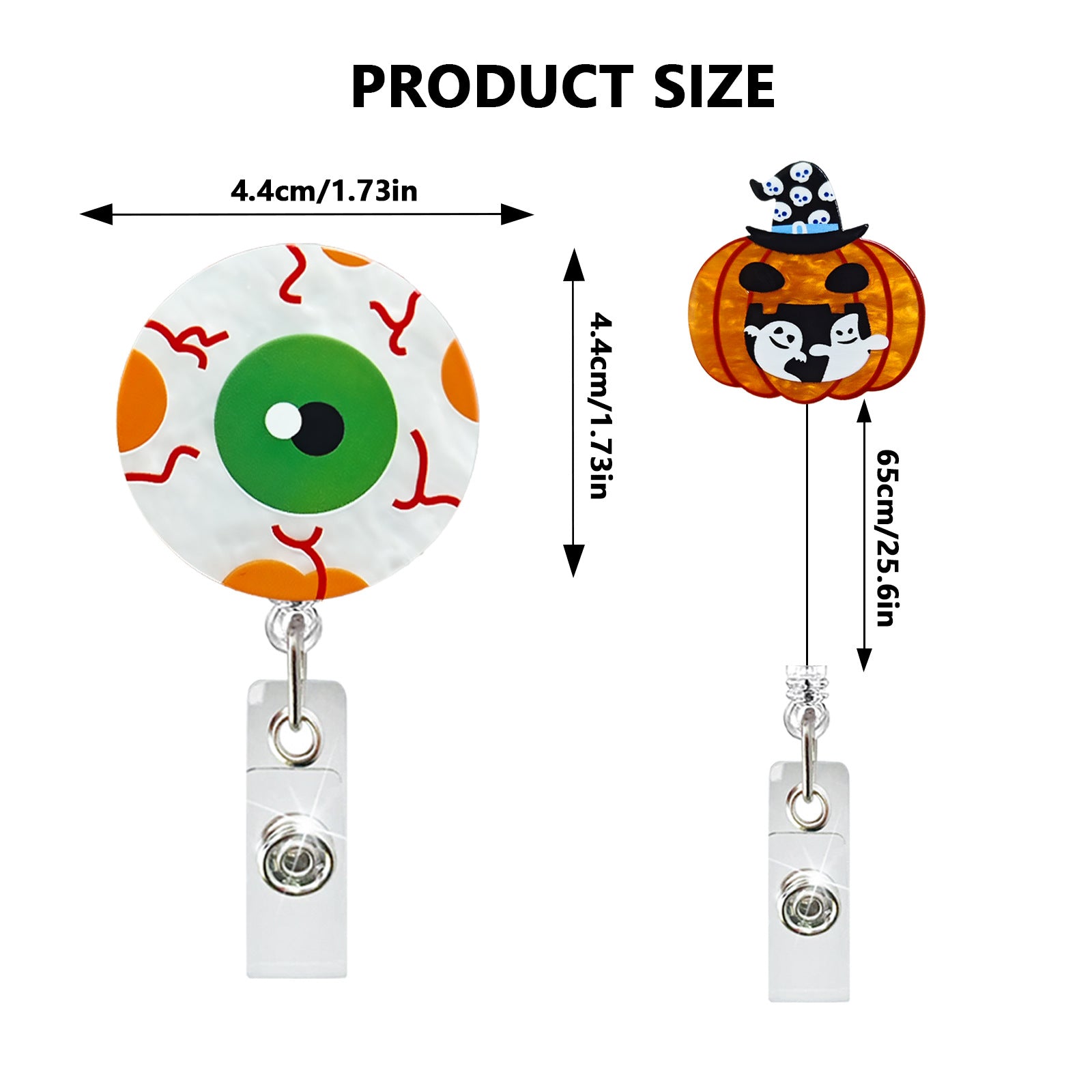 Wholesale  Acrylic Pumpkin Retractable Rotating Easy-Pull Id Easy-Pull Buckle  badge reels