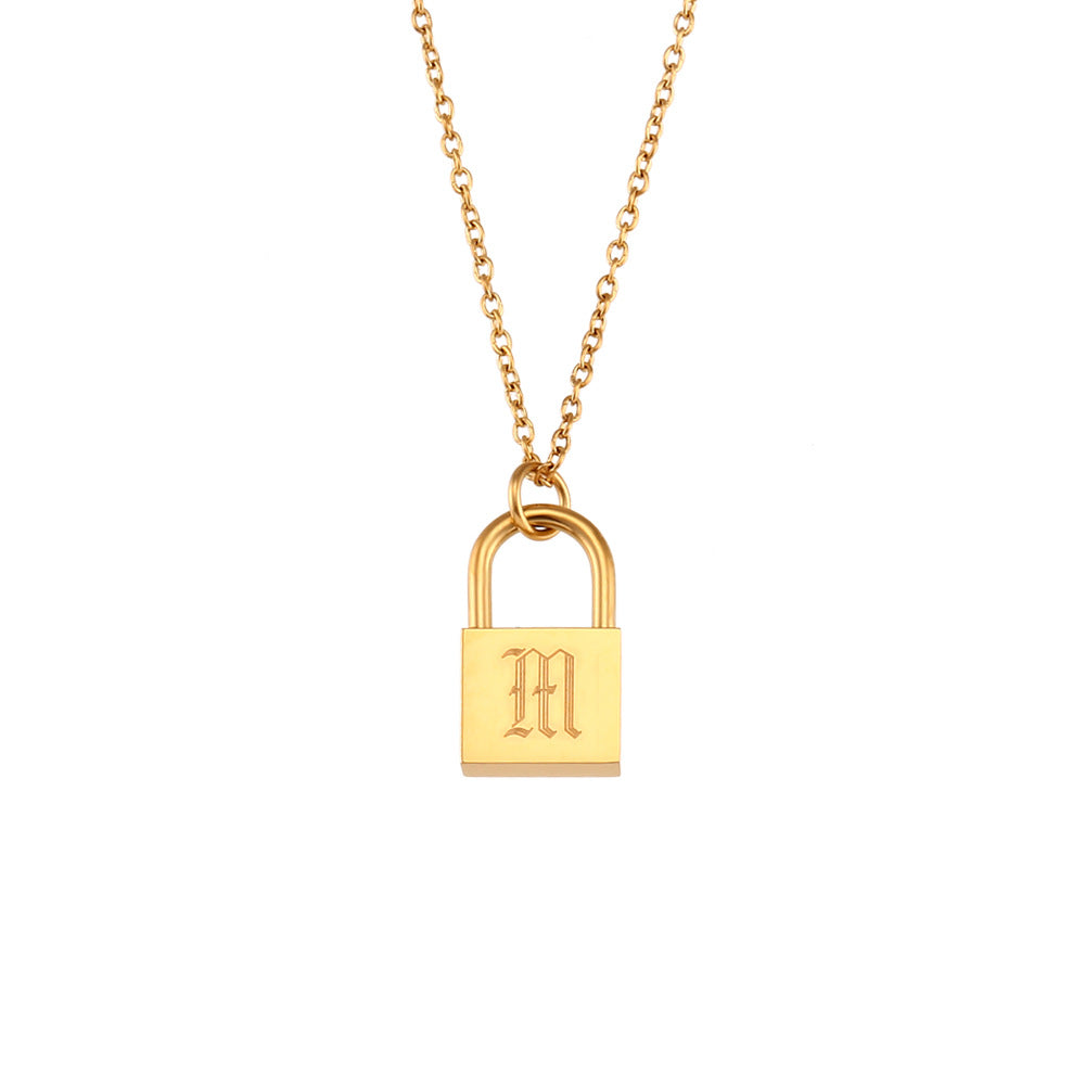 Wholesale hip-hop multi-layer stainless steel letter concentric lock necklace