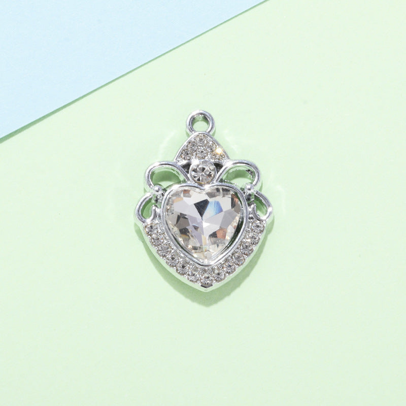 Wholesale 10pcs Crown Love Colored Gemstone Pendant with Diamonds