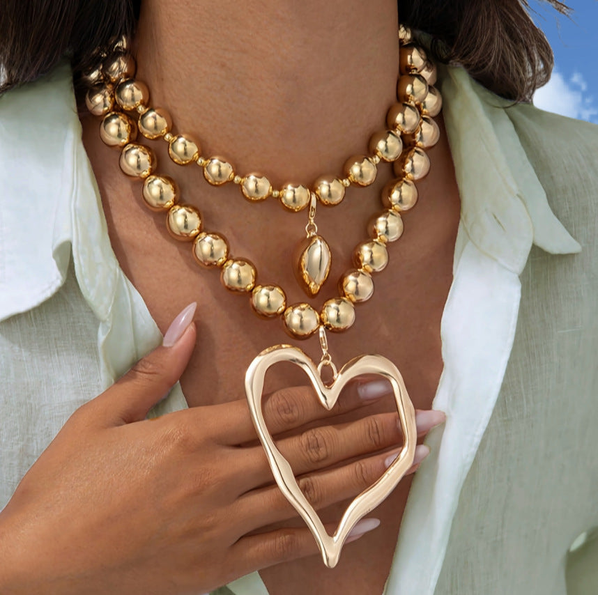 Wholesale Irregular heart-shaped Bohemian beaded necklace
