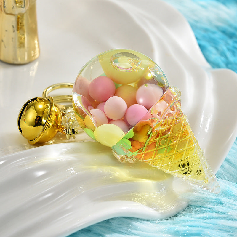 Wholesale Ice Cream Luminous Oil Floating Acrylic Liquid Keychain
