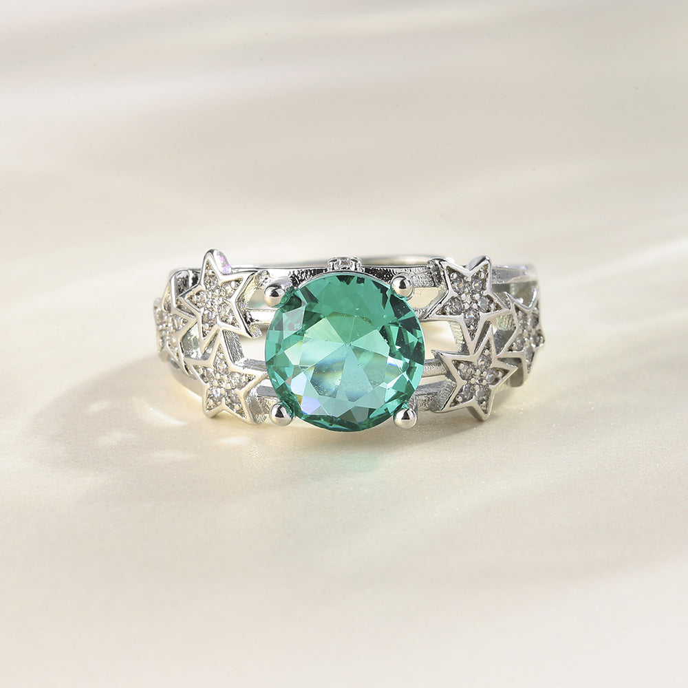 Wholesale Colored Zircon Star Copper Rings