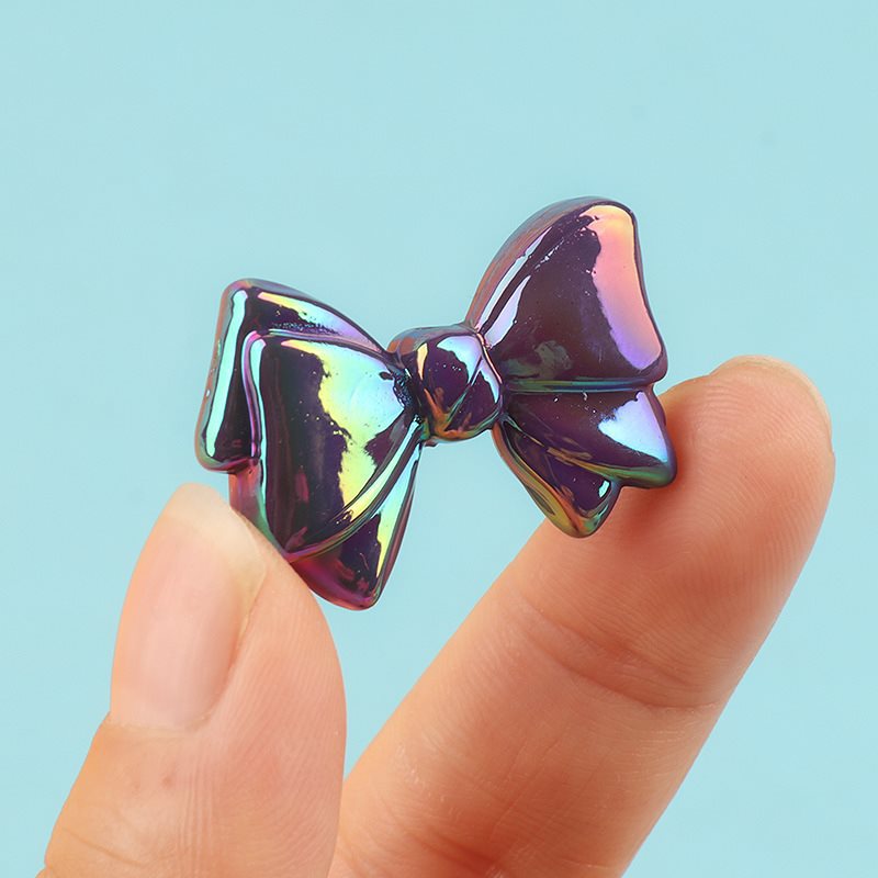 Wholesale 2PCS Acrylic Color Plated Double-sided Three-dimensional Bow Beads