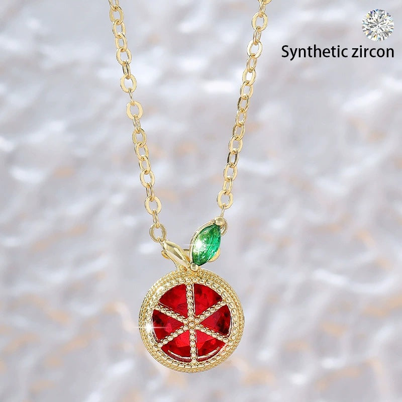 Wholesale Fresh Fruit Pendant Necklace Copper Electroplated Adjustable Chain Jewelry Accessory